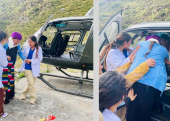 गोरखा चुमनुब्री छेकम्पारकी गर्भवती महिलाको हेलीबाट उद्दार