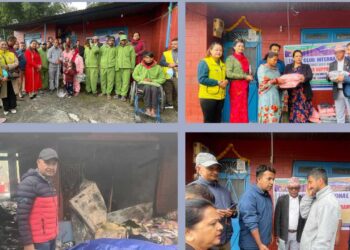 लायन्स क्लव ईन्टरनेशनल डिष्ट्रिक्ट ३२५ के नेपालले आगलागीबाट भएको क्षतिग्रस्त पिडितलाई न्यानो कपडा वितरण