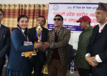 गण्डकी प्रदेश स्तरीय वक्तृत्वकला प्रतियोगितामा शान्ति निकेतनकी अदिती प्रथम