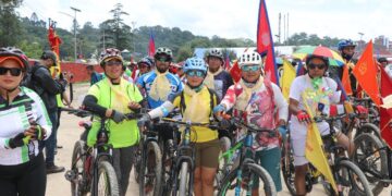 पोखरामा साइकल र्यालीमार्फत स्वास्थ्य, वातावरण र पर्यटन प्रवर्द्धनको सन्देश